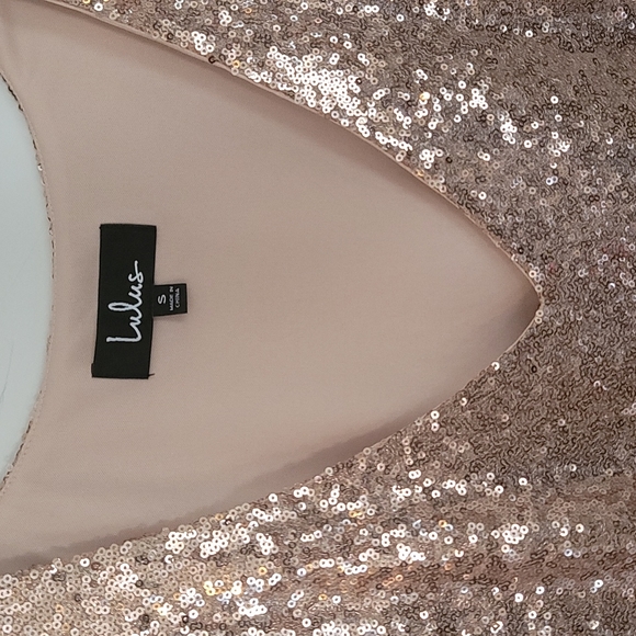 Lulus  sequin champagne dress size s - Picture 5 of 8